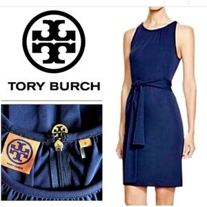 TORY BURCH Navy Belted Uniform Flinnia Sleeveless Dress XS